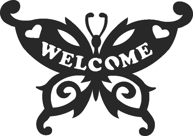 Download Butterfly Welcome sign - For Laser Cut DXF CDR SVG Files - free download - DXF vectors