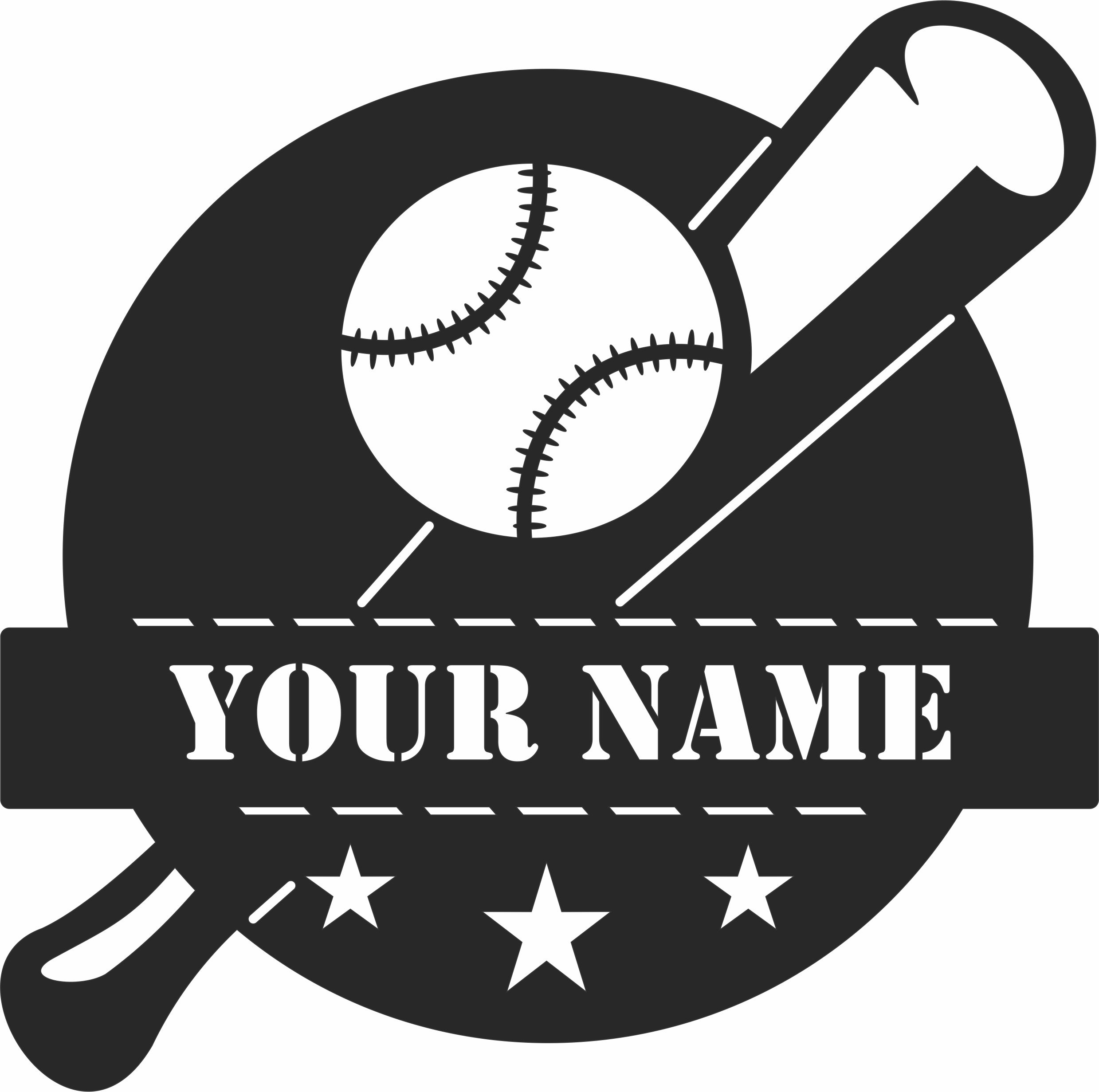 Baseball Personalized Name DXF files for CNC Plasma Laser cut Waterjet SVG CDR