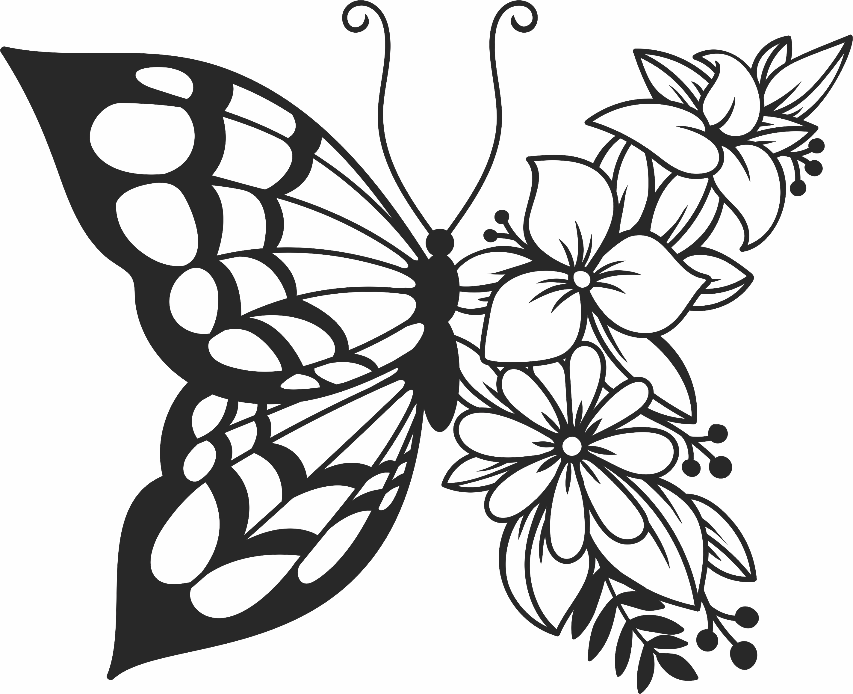 Arte de pared de mariposa floral - Para archivos DXF CDR SVG cortados ...
