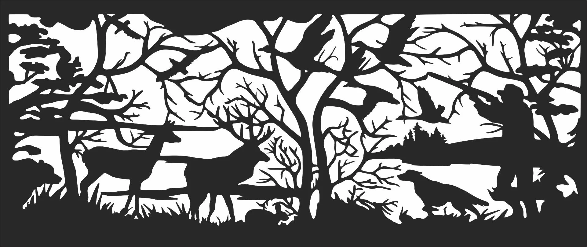 Hunting scene elk deer forest- For Laser Cut DXF CDR SVG Files - free downl...