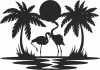 Flamingos scene clipart - For Laser Cut DXF CDR SVG Files - free download