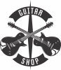 guitar shop logo sign - fichier DXF SVG CDR coupe, prêt à découper pour plasma routeur laser