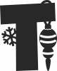 christmas snowflake Letter T monogram - fichier DXF SVG CDR coupe, prêt à découper pour plasma routeur laser
