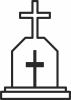 Grave With Cross Line Halloween art - Para archivos DXF CDR SVG cortados con láser - descarga gratuita