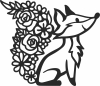 Fox clipart with floral tail - For Laser Cut DXF CDR SVG Files - free download