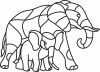 one line elephants clipart - fichier DXF SVG CDR coupe, prêt à découper pour plasma routeur laser