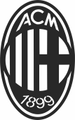 Milan football Logo Soccer - fichier DXF SVG CDR coupe, prêt à découper pour plasma routeur laser