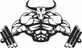 bull bodybuilding workout clipart - fichier DXF SVG CDR coupe, prêt à découper pour plasma routeur laser