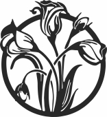 tulips flowers wall art - Para archivos DXF CDR SVG cortados con láser - descarga gratuita