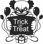 Trick or Treat halloween clown - Para archivos DXF CDR SVG cortados con láser - descarga gratuita
