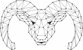 Geometric Polygon sheep with horns Head - For Laser Cut DXF CDR SVG Files - free download
