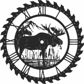 moose sceen saw wall clock - For Laser Cut DXF CDR SVG Files - free download
