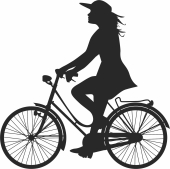 women on bike - fichier DXF SVG CDR coupe, prêt à découper pour plasma routeur laser