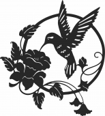 Hummingbird floral art- For Laser Cut DXF CDR SVG Files - free download