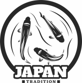 Japanese Koi fish logo - Para archivos DXF CDR SVG cortados con láser - descarga gratuita