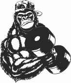 monkey bodybuilding wokouts clipart - fichier DXF SVG CDR coupe, prêt à découper pour plasma routeur laser
