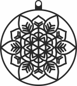Snowflakes Christmas mandala ball ornament - For Laser Cut DXF CDR SVG Files - free download
