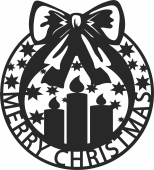 merry christmas wreath candles - For Laser Cut DXF CDR SVG Files - free download