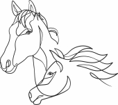 one line horses art - Para archivos DXF CDR SVG cortados con láser - descarga gratuita
