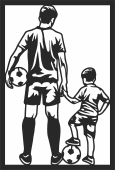 football player father and son - Para archivos DXF CDR SVG cortados con láser - descarga gratuita
