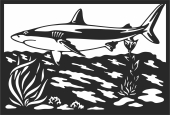 Shark wildlife scene cliparts - For Laser Cut DXF CDR SVG Files - free download