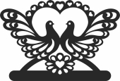 heart dove birds art - For Laser Cut DXF CDR SVG Files - free download