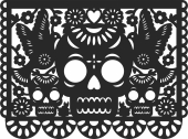 skull wall art panel - For Laser Cut DXF CDR SVG Files - free download