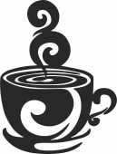 Cup of coffee wall decor - Para archivos DXF CDR SVG cortados con láser - descarga gratuita