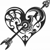 Arrow heart clipart  - For Laser Cut DXF CDR SVG Files - free download