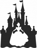 Silhouette du château de Disney - pour les fichiers SVG DXF CDR découpés au Laser - téléchargement gratuit