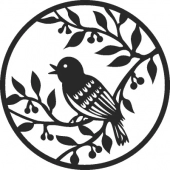 Bird on tree - Para archivos DXF CDR SVG cortados con láser - descarga gratuita