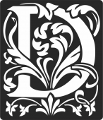 Personalized monogram initial letter d floral artwork - For Laser Cut DXF CDR SVG Files - free download