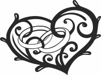 heart weeding rings clipart - For Laser Cut DXF CDR SVG Files - free download