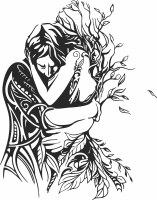 couple women tree love scene - For Laser Cut DXF CDR SVG Files - free download