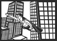 Superman Flying scene - For Laser Cut DXF CDR SVG Files - free download