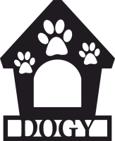 Dog House Personalized Name - Para archivos DXF CDR SVG cortados con láser - descarga gratuita
