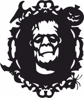 Halloween Frankenstein Mirror Horror - fichier DXF SVG CDR coupe, prêt à découper pour plasma routeur laser
