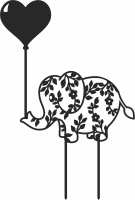 Heart love elephant cake topper - Para archivos DXF CDR SVG cortados con láser - descarga gratuita
