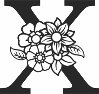Monogram Letter X with flowers - For Laser Cut DXF CDR SVG Files - free download
