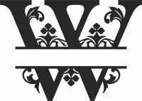 Split letter monogram W - For Laser Cut DXF CDR SVG Files - free download