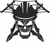 Lineman Skull cliparts - For Laser Cut DXF CDR SVG Files - free download
