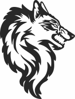 angry wolf cliparts - For Laser Cut DXF CDR SVG Files - free download