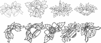 Set of Christmas holly sprigs decor - Para archivos DXF CDR SVG cortados con láser - descarga gratuita