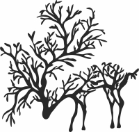 Branch deer wall art - Para archivos DXF CDR SVG cortados con láser - descarga gratuita