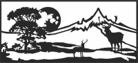 deer scene forest clipart - fichier DXF SVG CDR coupe, prêt à découper pour plasma routeur laser