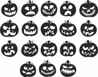 scary halloween pumpkins decors - For Laser Cut DXF CDR SVG Files - free download