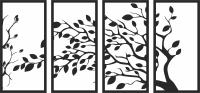 tree 4 panels wall art - Para archivos DXF CDR SVG cortados con láser - descarga gratuita