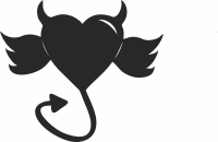 heart with devil wings cliparts - Para archivos DXF CDR SVG cortados con láser - descarga gratuita
