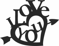 I love you heart clipart - For Laser Cut DXF CDR SVG Files - free download