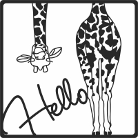 Hello Girafe wall art - Para archivos DXF CDR SVG cortados con láser - descarga gratuita